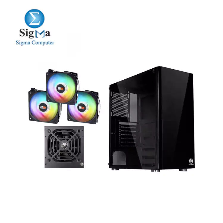 Thermaltake Tt Voyager V3 ATX mid-tower gaming case 1FAN with 2B FA026 Ecstasy Gaming Triple Fan Case - 3Pcs ARGB and Cougar VTE600 80 Bronze 600 Watt ATX Power Supply